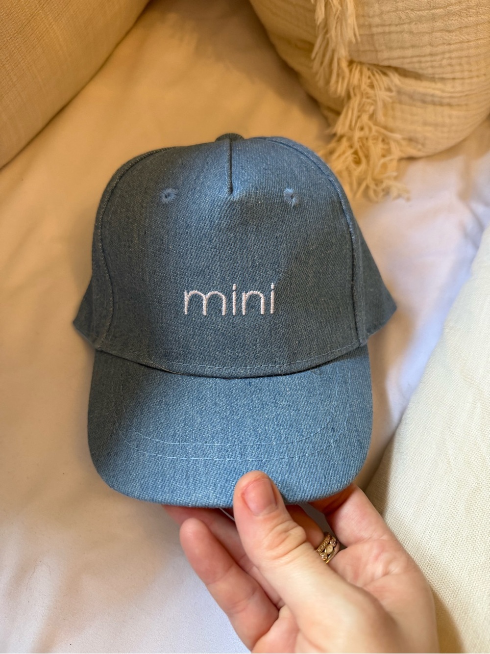 mini Embroidered Denim-Style Kids Cap - Blue